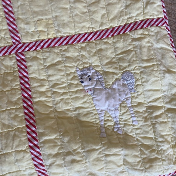 Vintage Handmade Circus Themed Yellow Nursery Crib Blanket - Picture 5 of 10